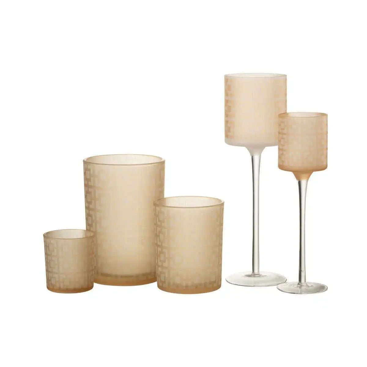 J-Line Teelichthalter auf Fuß – Glas – Beige – groß - HomeDesign Knaus