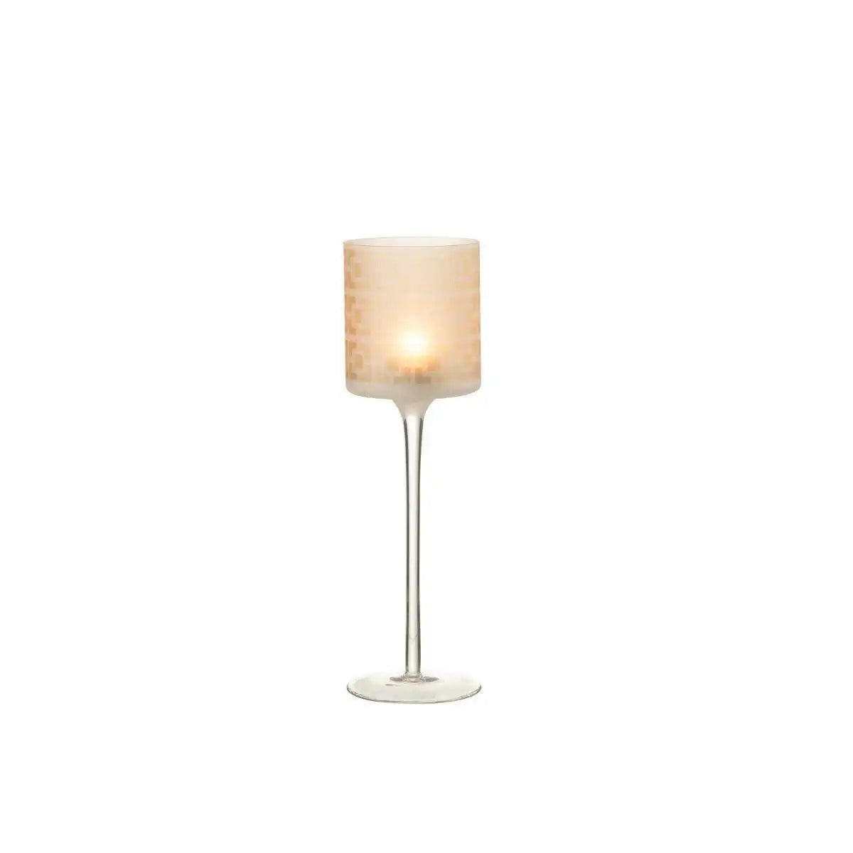 J-Line Teelichthalter auf Fuß – Glas – Beige – groß - HomeDesign Knaus
