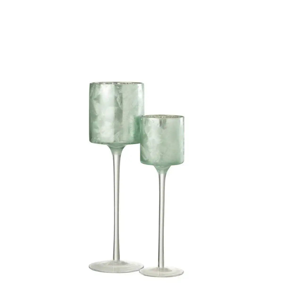 J-Line Teelichthalter Baum auf Fuß Glas Grün/Silber Groß - HomeDesign Knaus