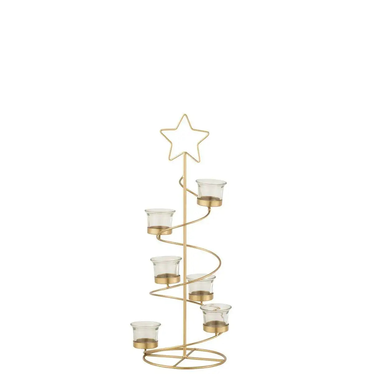 J-Line Teelichthalter Baum Spirale Metall/Glas Gold Klein - HomeDesign Knaus