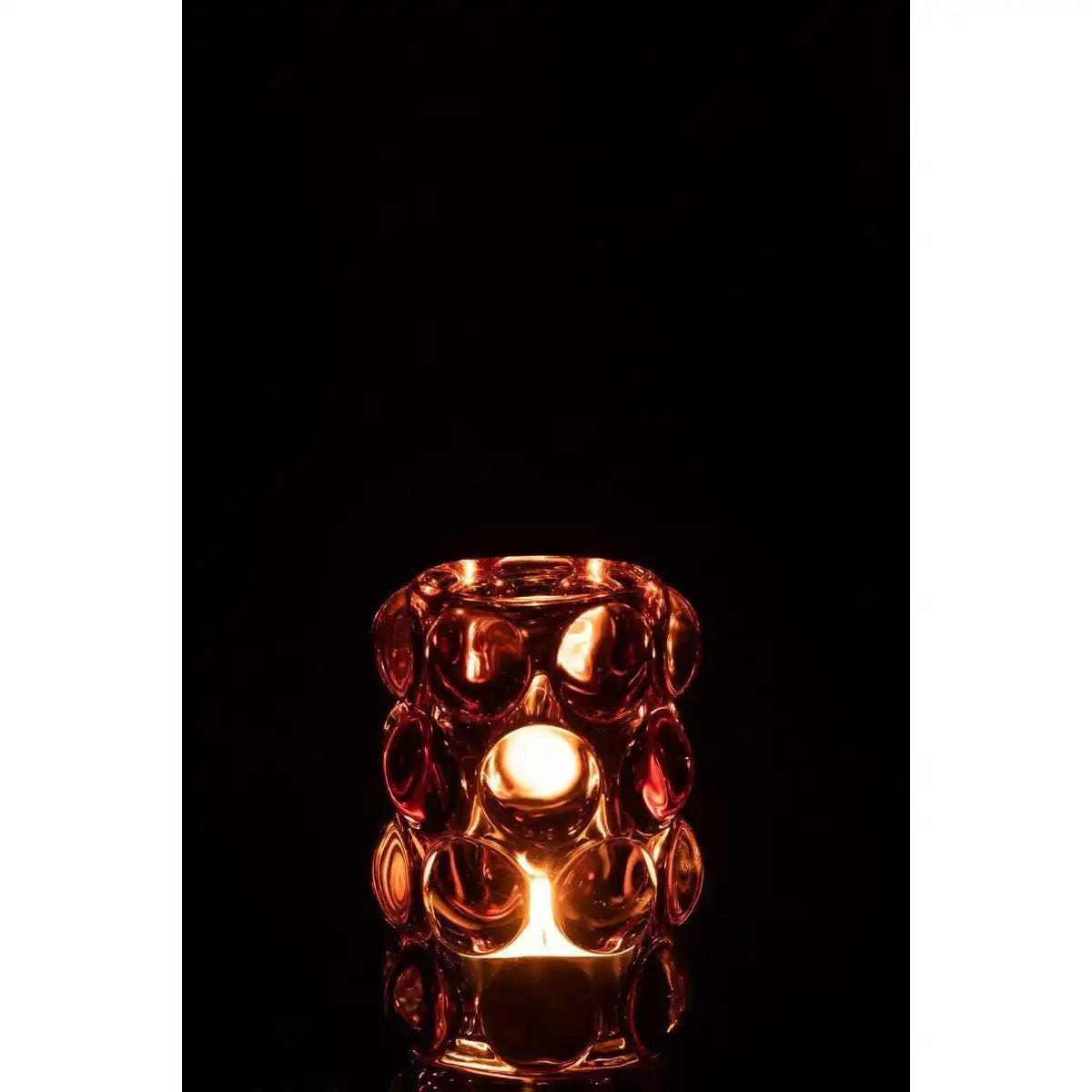 J-Line Teelichthalter Bollie Glas Rot - HomeDesign Knaus