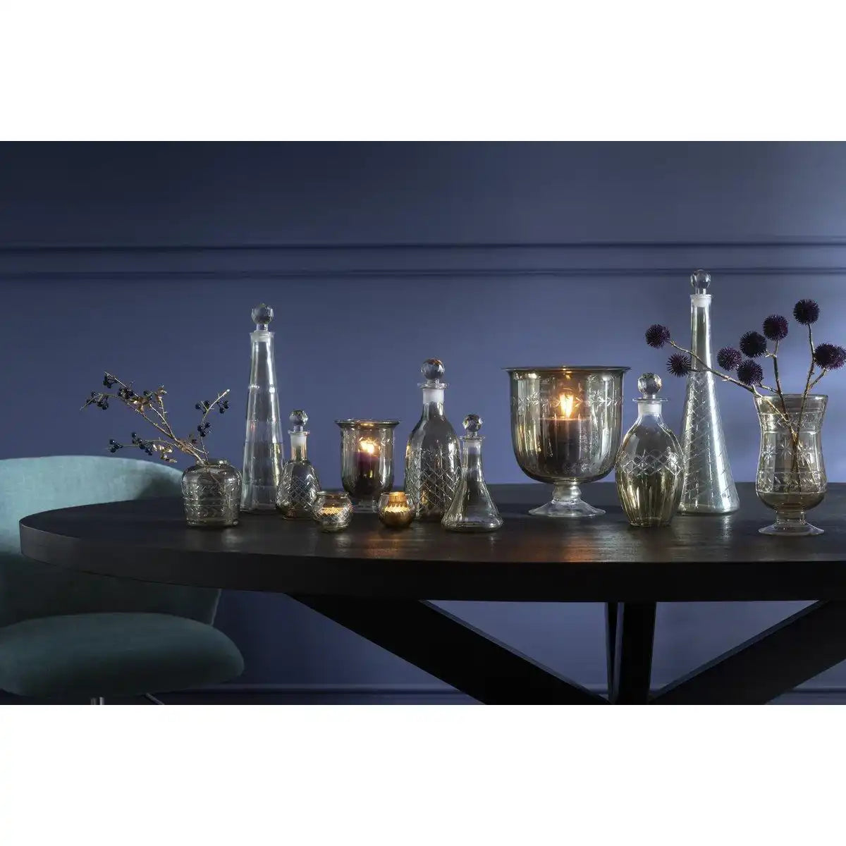 J-Line Teelichthalter Branch Round Glass Smoke - HomeDesign Knaus