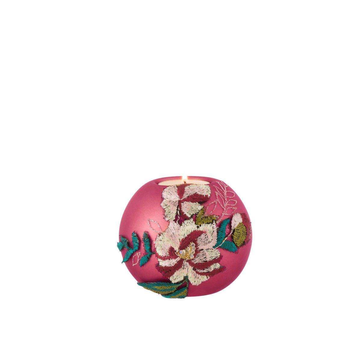 J-Line Teelichthalter Flower - Glas - Burgund/Mix - 4 Stück - HomeDesign Knaus