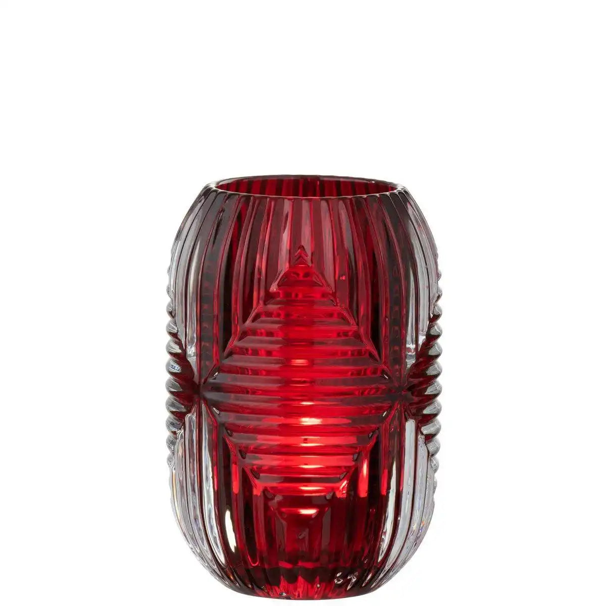 J-Line Teelichthalter High Lines - Glas - Rot - HomeDesign Knaus