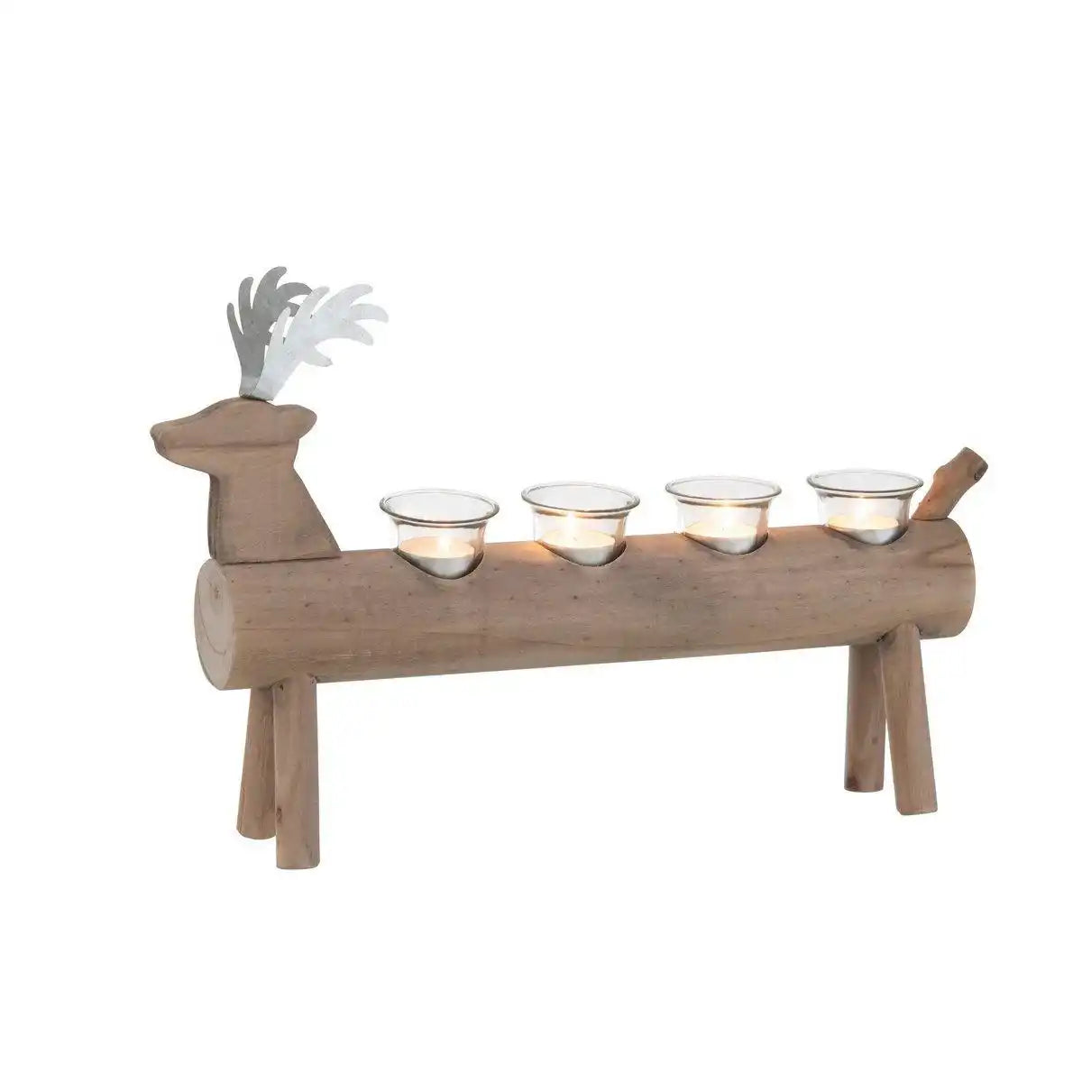 J-Line Teelichthalter – Kerzentablett – Holz – Braun – 47 cm - HomeDesign Knaus