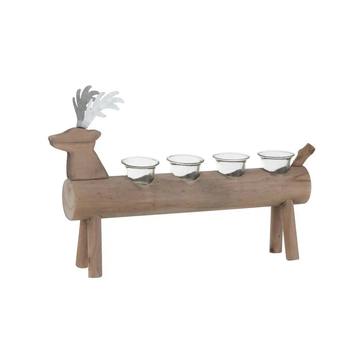 J-Line Teelichthalter – Kerzentablett – Holz – Braun – 47 cm - HomeDesign Knaus