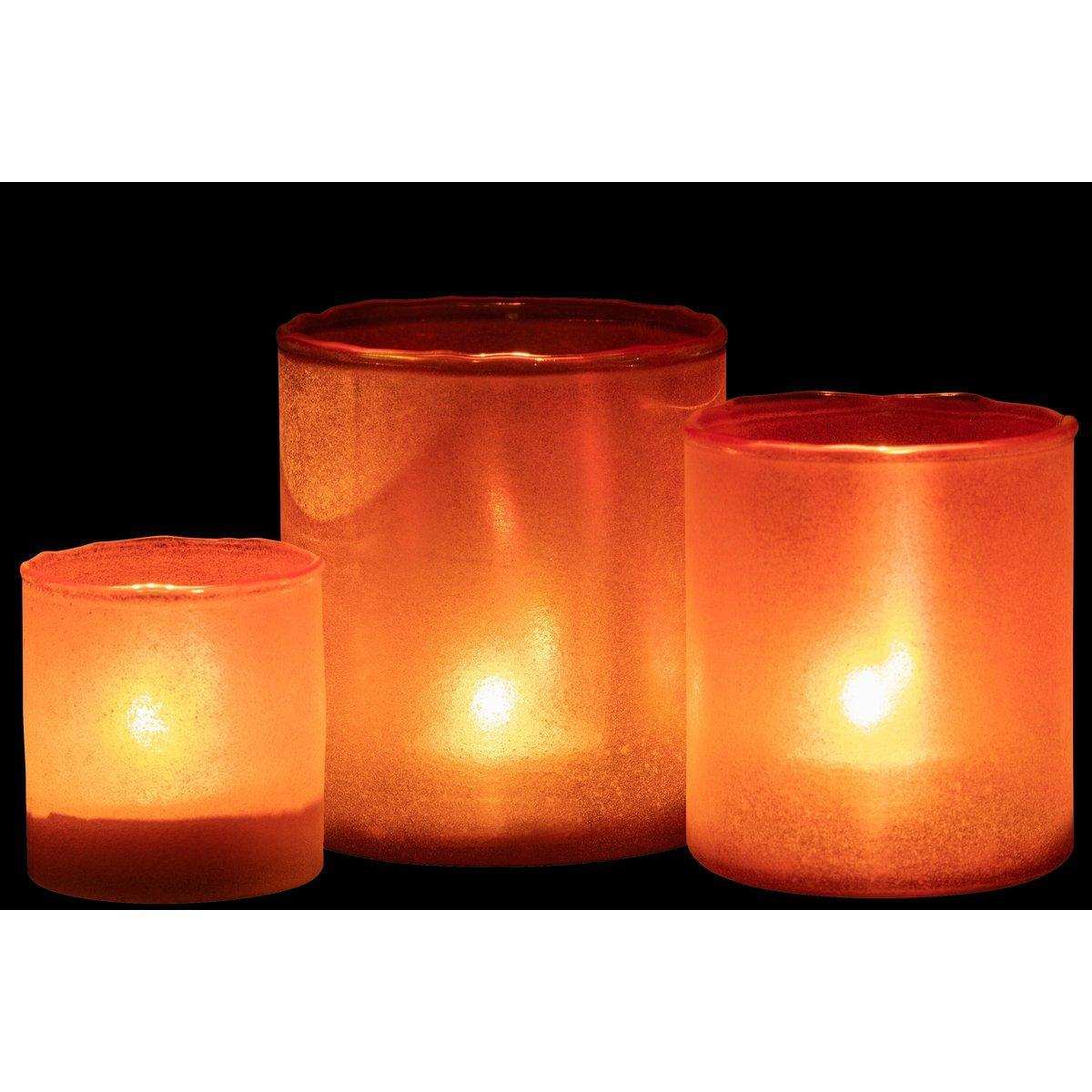 J-Line Teelichthalter Ruby - Glas - Orange - 3 Stück - HomeDesign Knaus