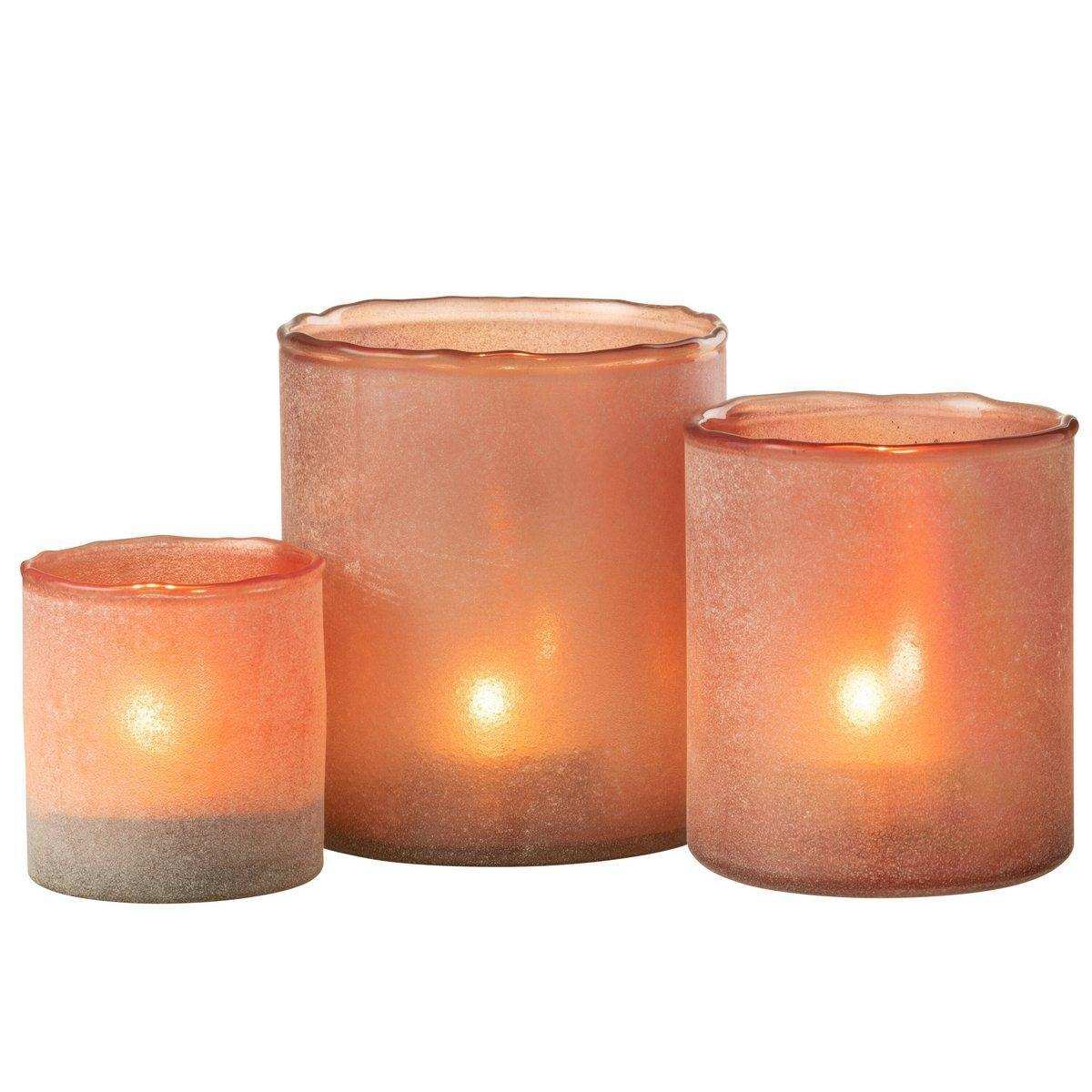 J-Line Teelichthalter Ruby - Glas - Orange - 3 Stück - HomeDesign Knaus