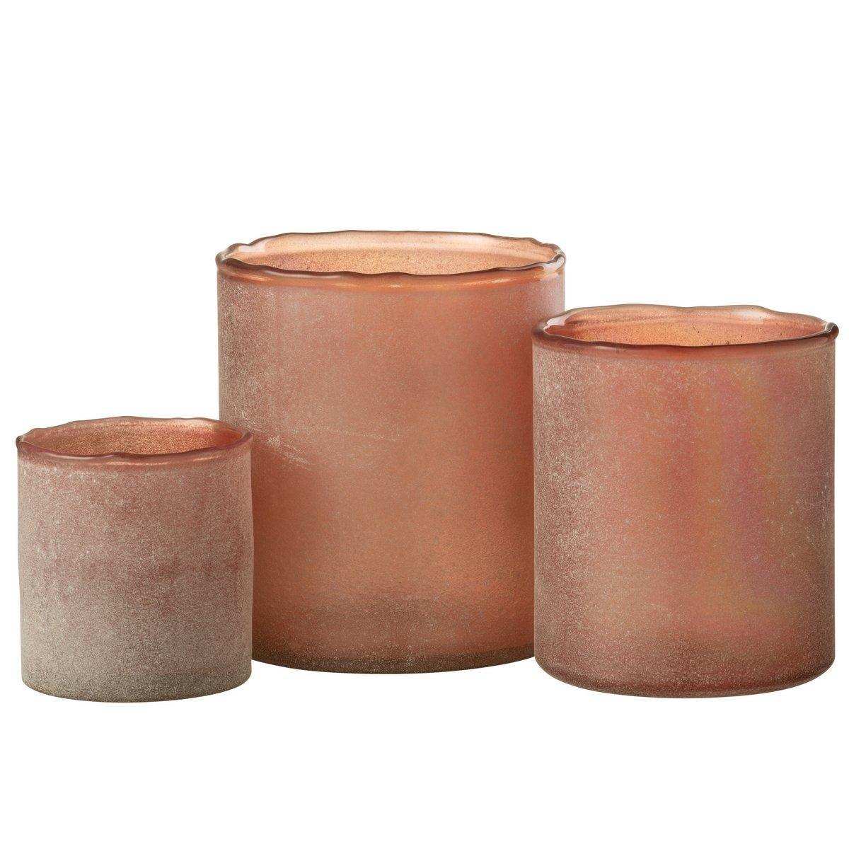 J-Line Teelichthalter Ruby - Glas - Orange - 3 Stück - HomeDesign Knaus