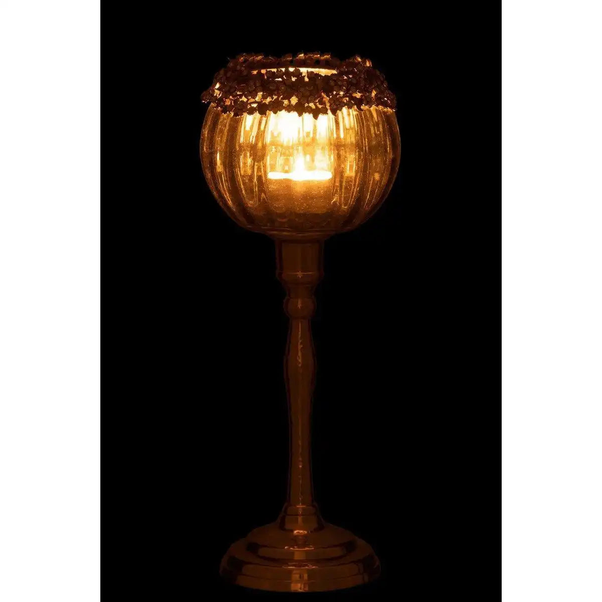 J-Line Teelichthalter Viane – Metall/Glas – Gold/Bronze – groß - HomeDesign Knaus