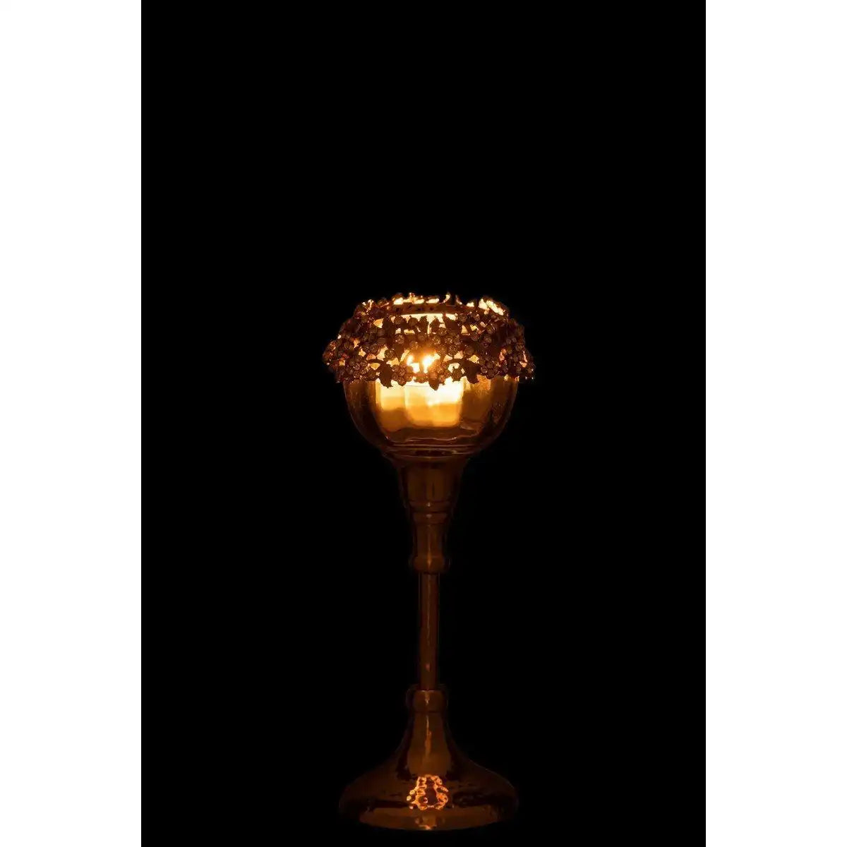J-Line Teelichthalter Viane – Metall/Glas – Gold/Bronze – klein - HomeDesign Knaus