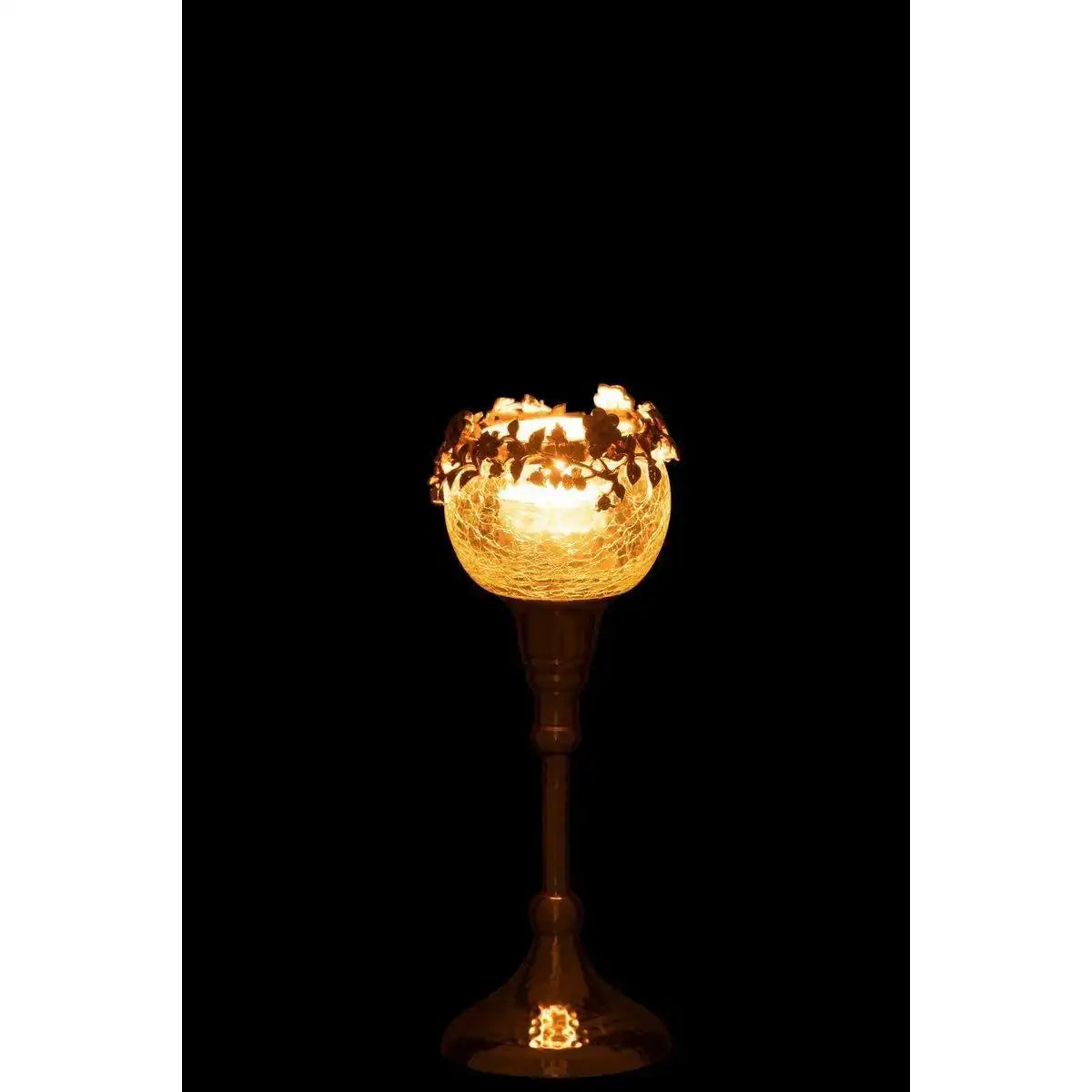 J-Line Teelichthalter Viane - Metall/Glas - Gold/Transparent - klein - HomeDesign Knaus