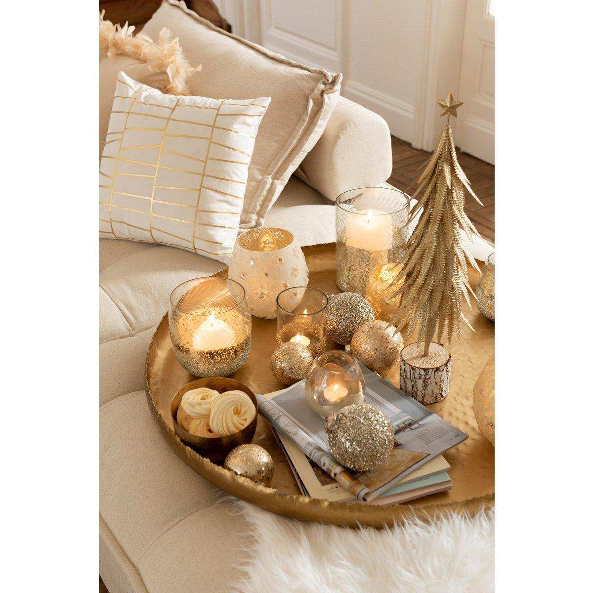 J-Line Teelichthalter Zoe Rundes Glas Gold Klein - HomeDesign Knaus