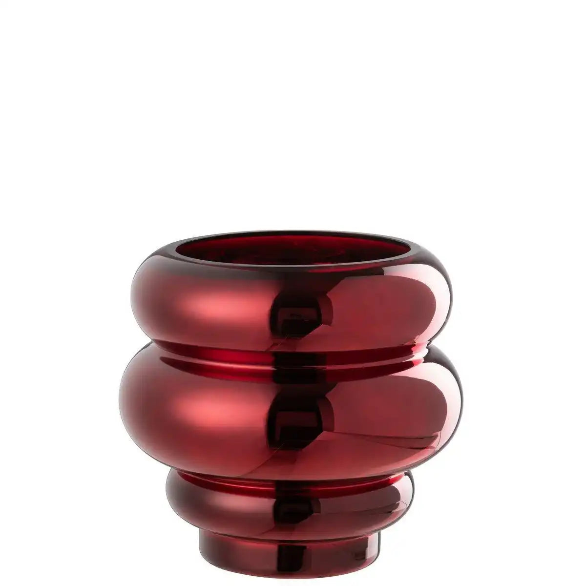 J-Line Teelichthalter/Vase Cléa Glas Dunkelrot - HomeDesign Knaus