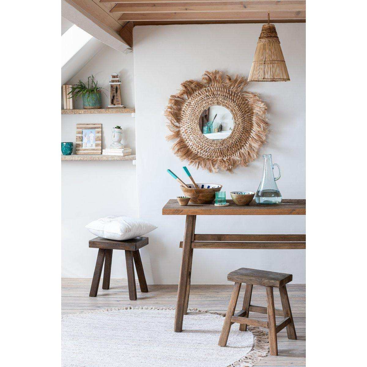 J-Line Teppich Rund + Fransen – Baumwolle – Beige - HomeDesign Knaus