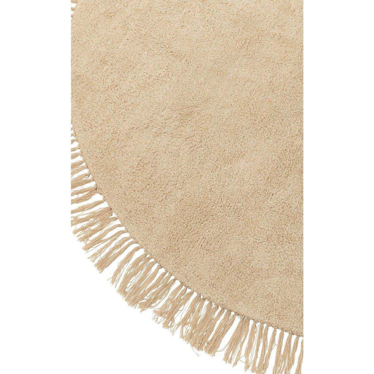 J-Line Teppich Rund + Fransen – Baumwolle – Beige - HomeDesign Knaus