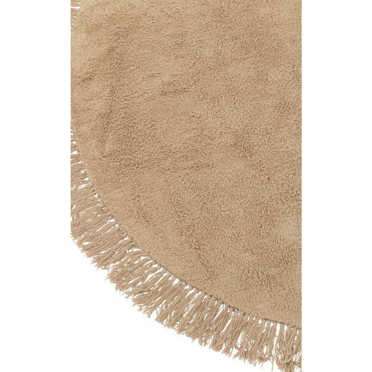 J-Line Teppich Rund + Fransen – Baumwolle – Beige - HomeDesign Knaus