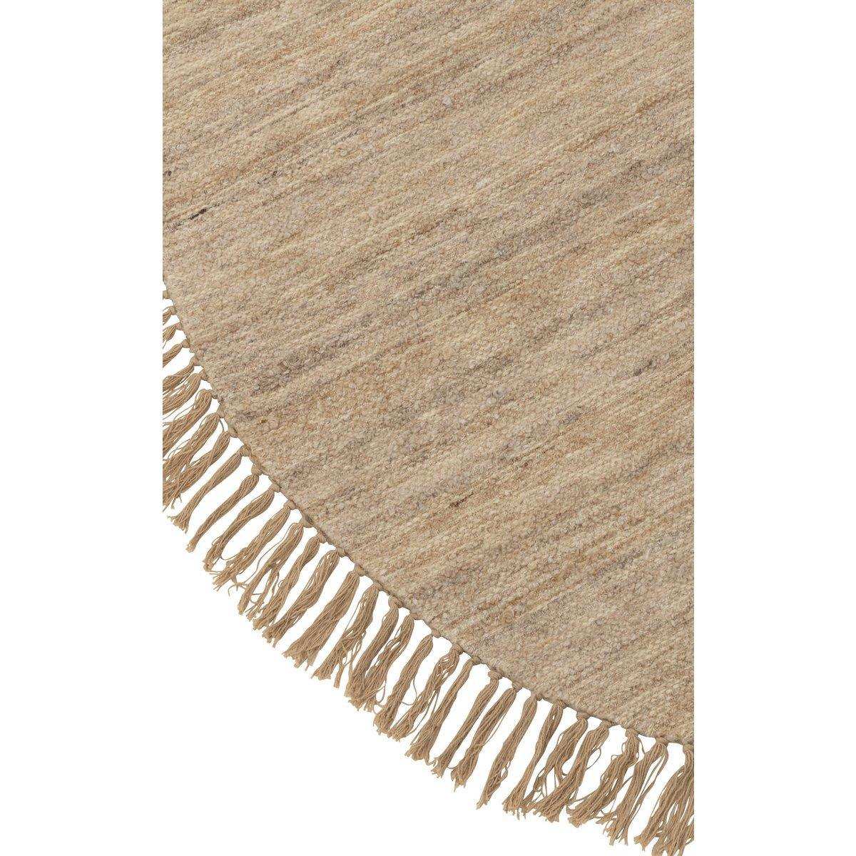 J-Line Teppich Rund + Fransen Zweifarbig – Wolle – Beige – klein - HomeDesign Knaus