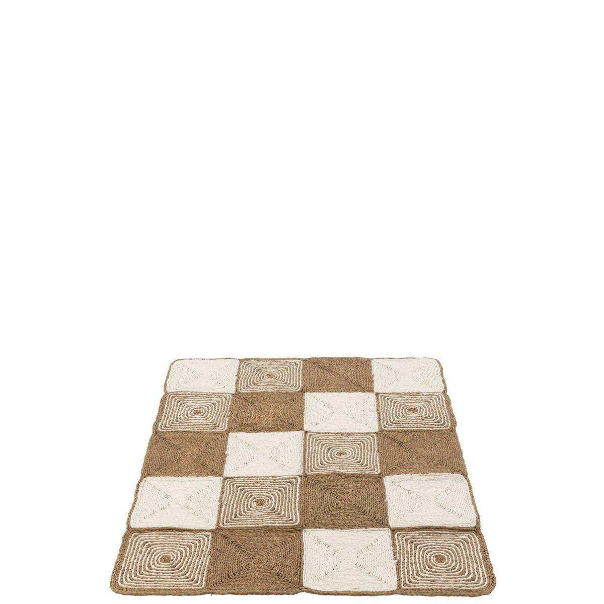 J-line Teppich Squares Woven – Kunststoff – Weiß/Natur - HomeDesign Knaus