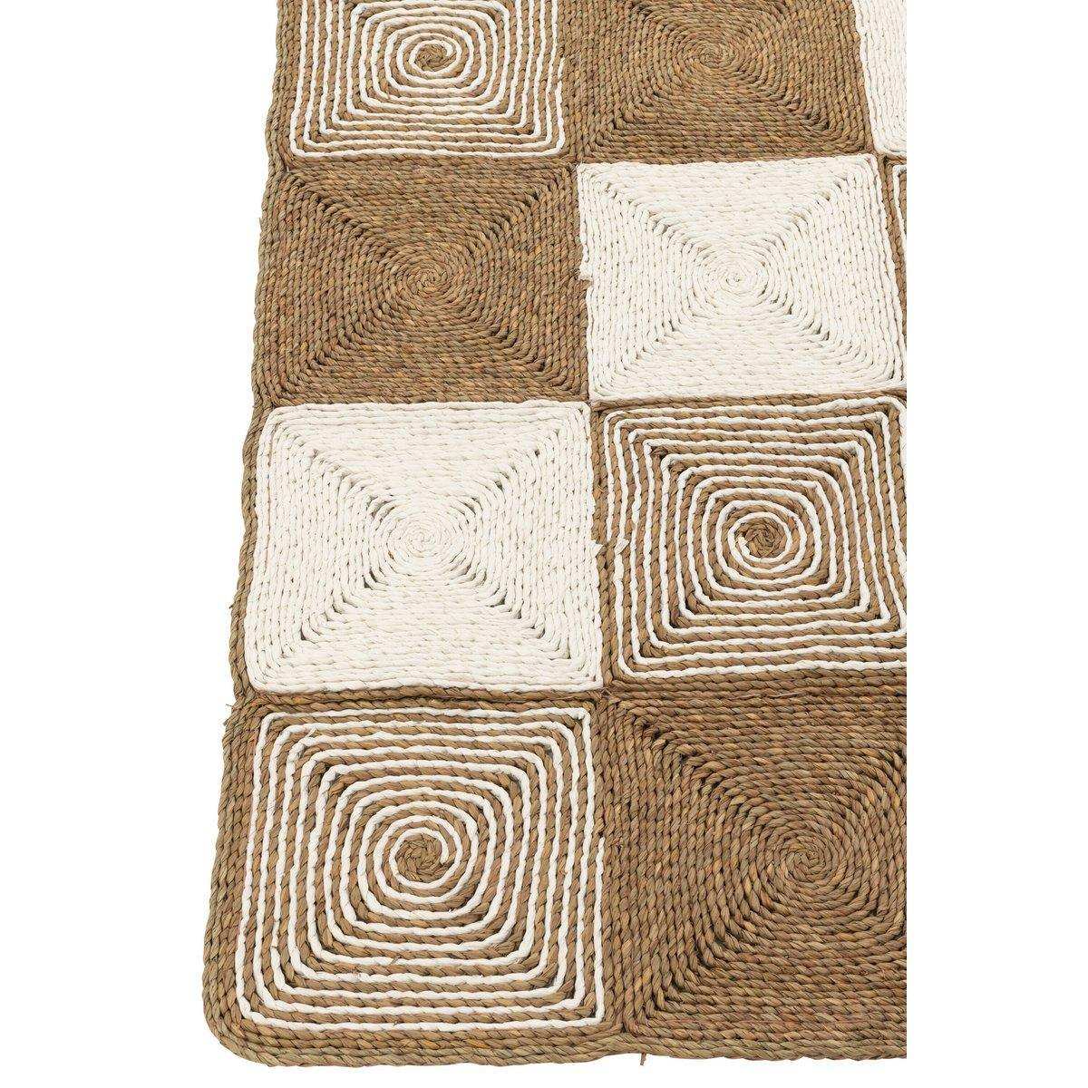 J-line Teppich Squares Woven – Kunststoff – Weiß/Natur - HomeDesign Knaus