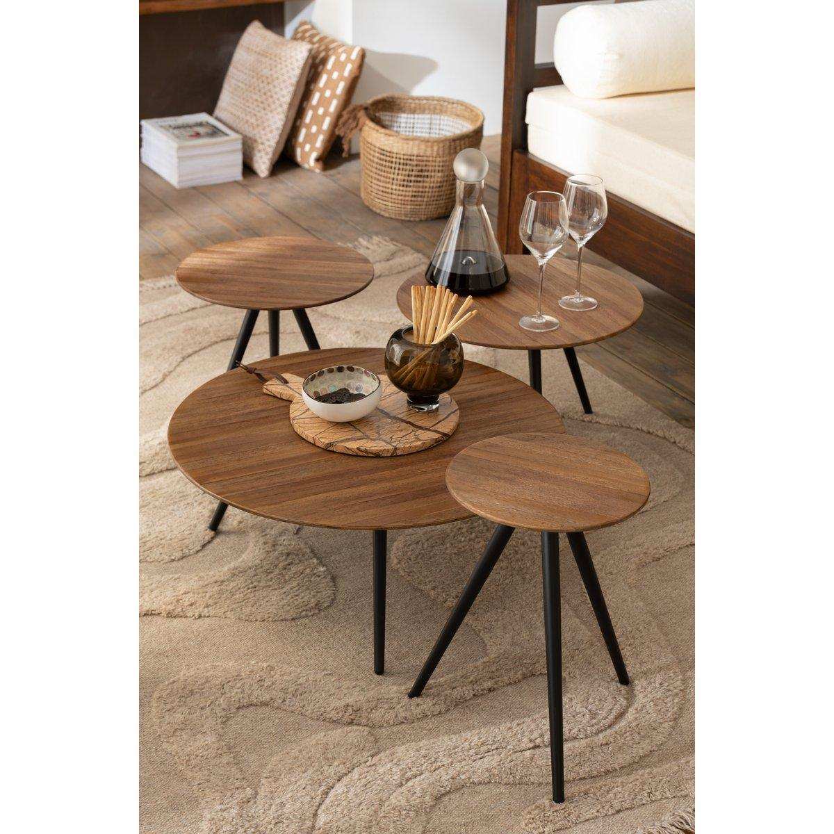 J-Line Tisch rund aus recyceltem Teakholz – Holz – natur – - HomeDesign Knaus