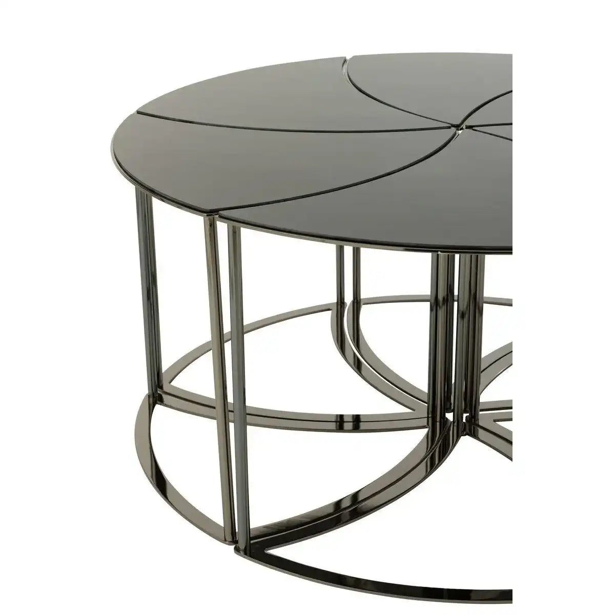 J-Line Tisch Tornado – Metall/Glas – Schwarz – 6er-Set - HomeDesign Knaus