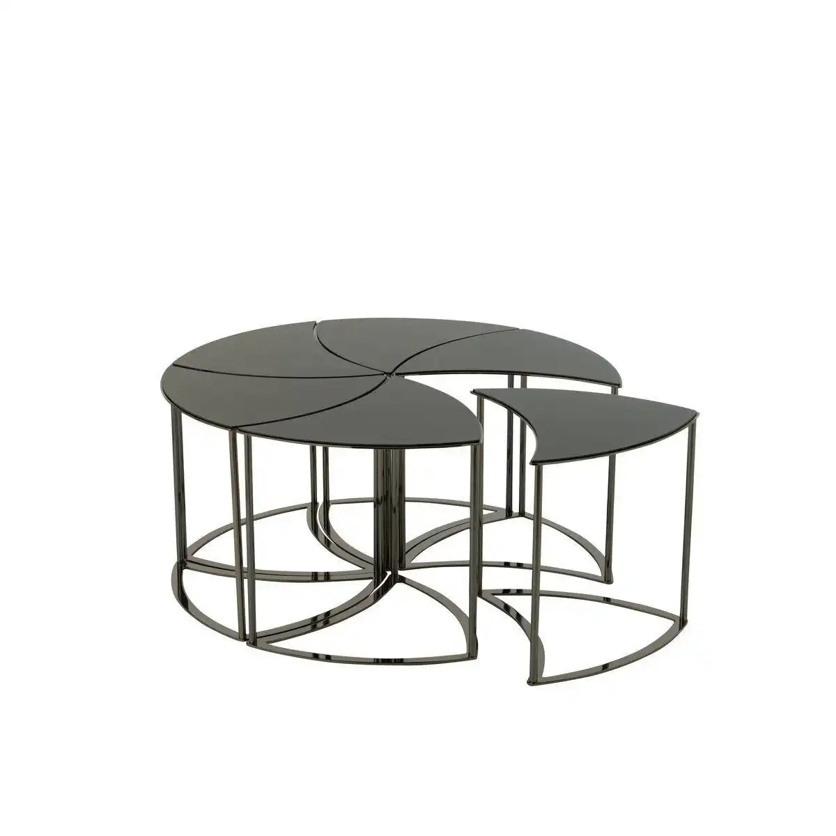 J-Line Tisch Tornado – Metall/Glas – Schwarz – 6er-Set - HomeDesign Knaus