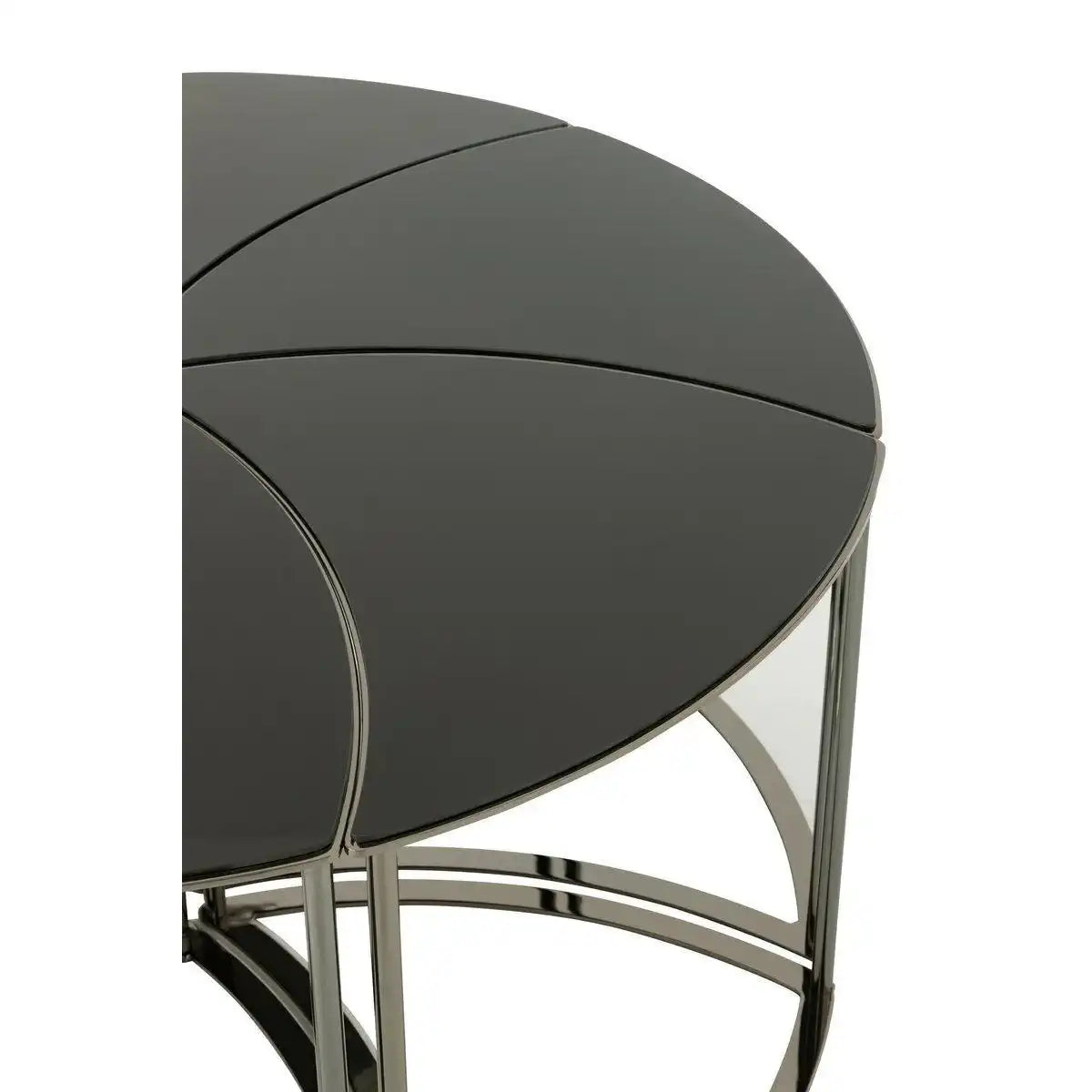 J-Line Tisch Tornado – Metall/Glas – Schwarz – 6er-Set - HomeDesign Knaus