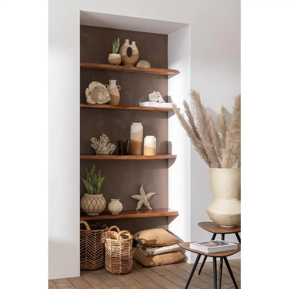 J-Line Tisch Triangle - Holz/Glas - Natur - 2 Stück - HomeDesign Knaus
