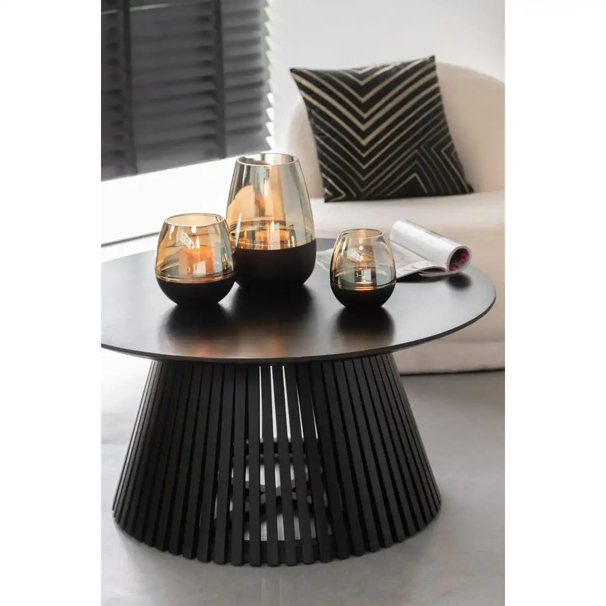 J-Line Tisch Vincent Mangoholz Schwarz Medium - HomeDesign Knaus