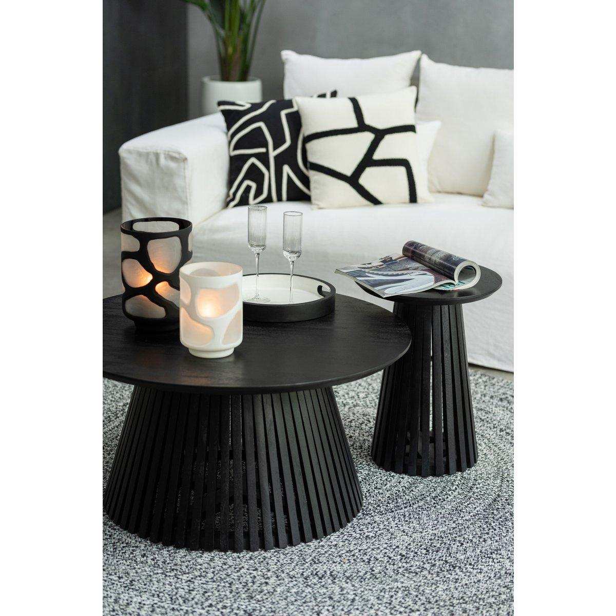 J-Line Tisch Vincent Mangoholz Schwarz Medium - HomeDesign Knaus