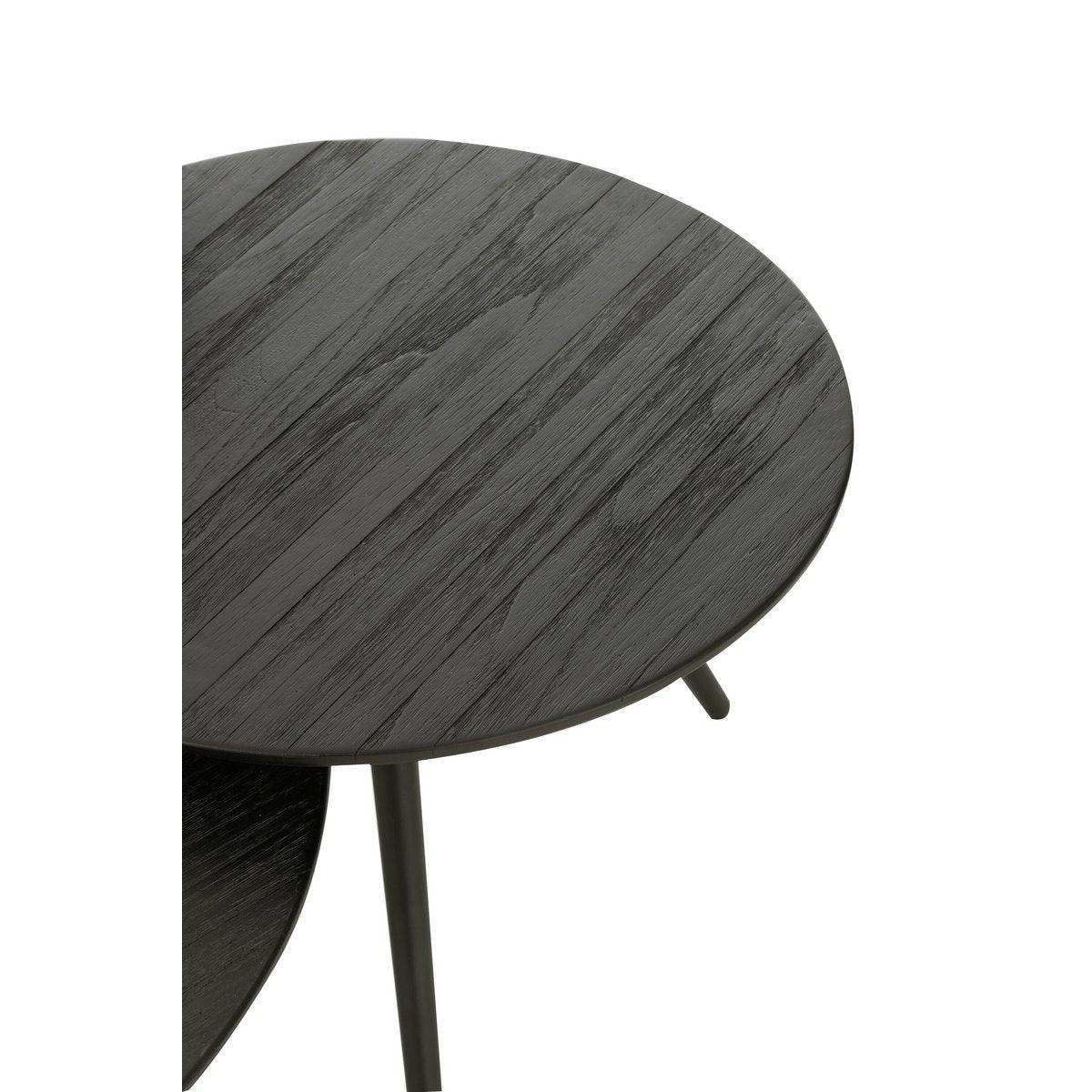 J-Line Tische rund aus recyceltem Teakholz – Holz – schwarz - HomeDesign Knaus
