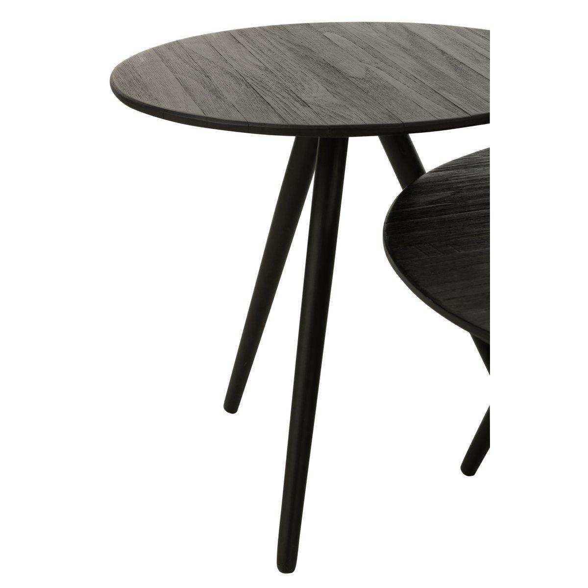 J-Line Tische rund aus recyceltem Teakholz – Holz – schwarz - HomeDesign Knaus