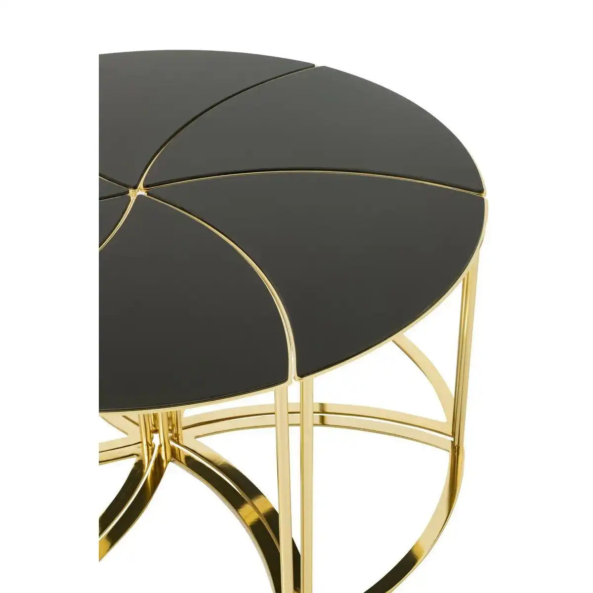 J-Line Tische Tornado – Metall/Glas – Gold – 6er-Set - HomeDesign Knaus