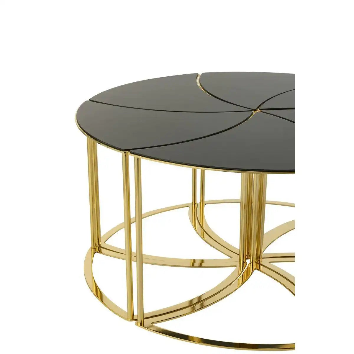 J-Line Tische Tornado – Metall/Glas – Gold – 6er-Set - HomeDesign Knaus