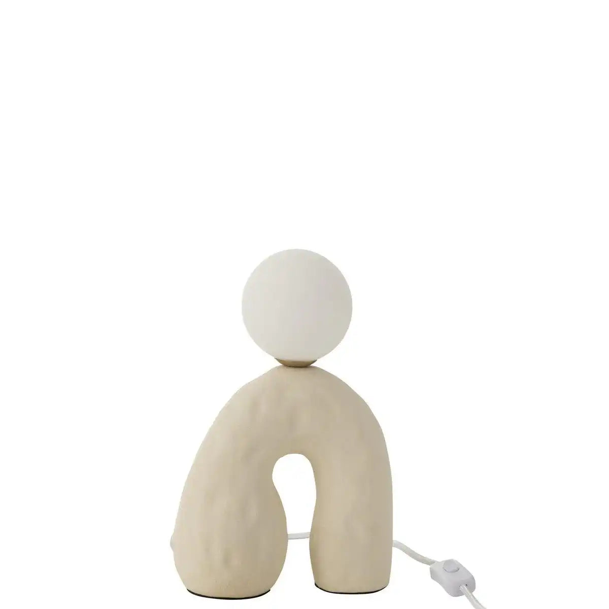 J-Line Tischlampe Bogen Glaskugel Steingut Beige - HomeDesign Knaus