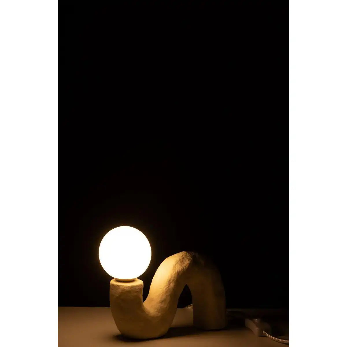 J-Line Tischlampe, gebogene Glaskugel, Steingut, Beige - HomeDesign Knaus