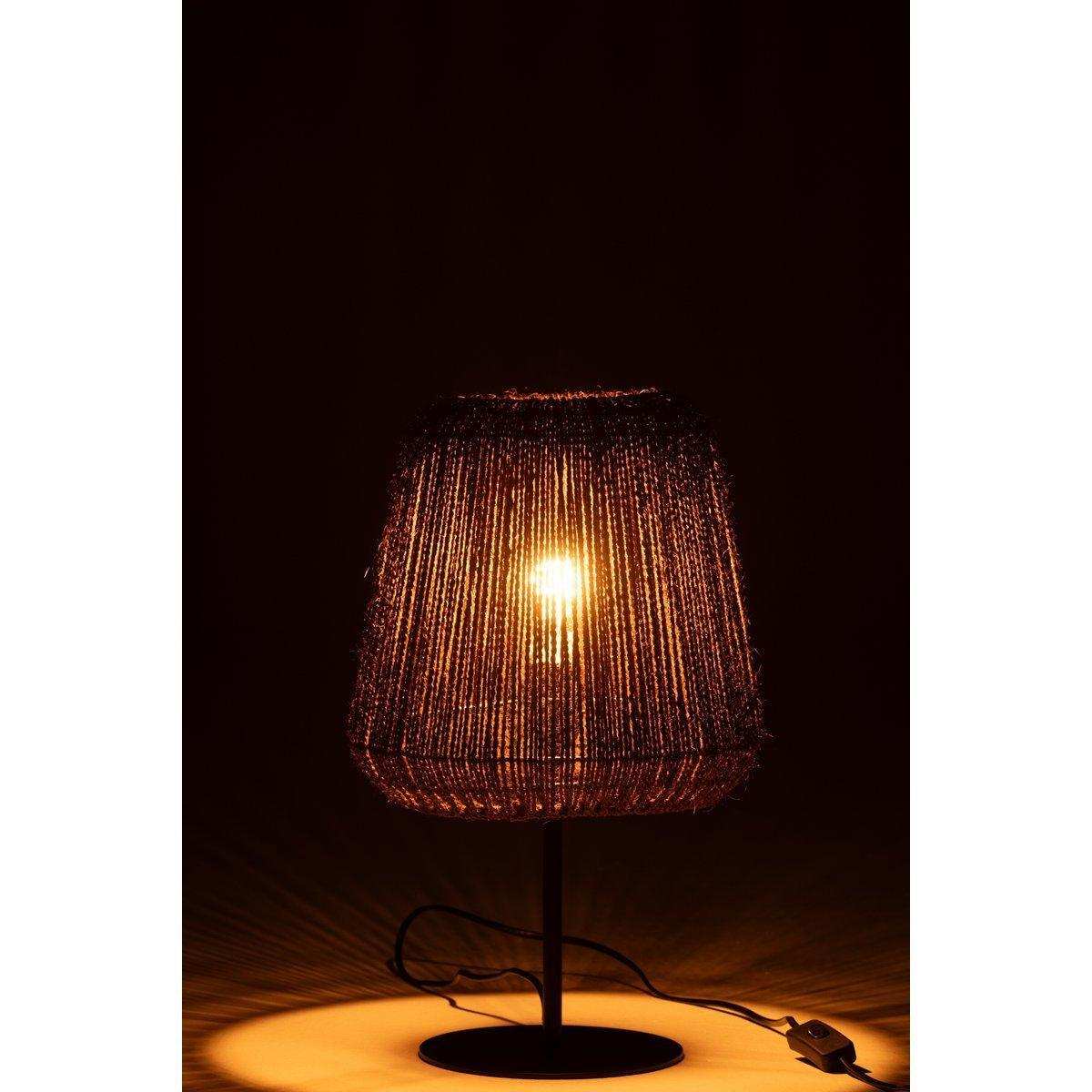 J-Line Tischlampe, geflochtenes Metall/Palme, Schwarz - HomeDesign Knaus