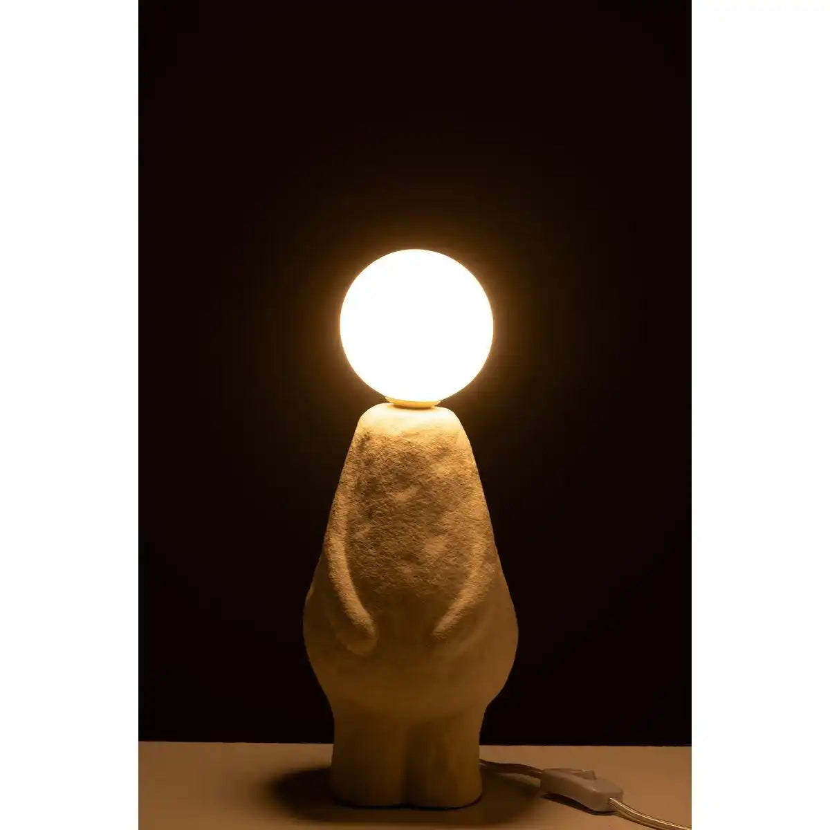 J-Line Tischlampe Glaskugel Steingut Beige - HomeDesign Knaus