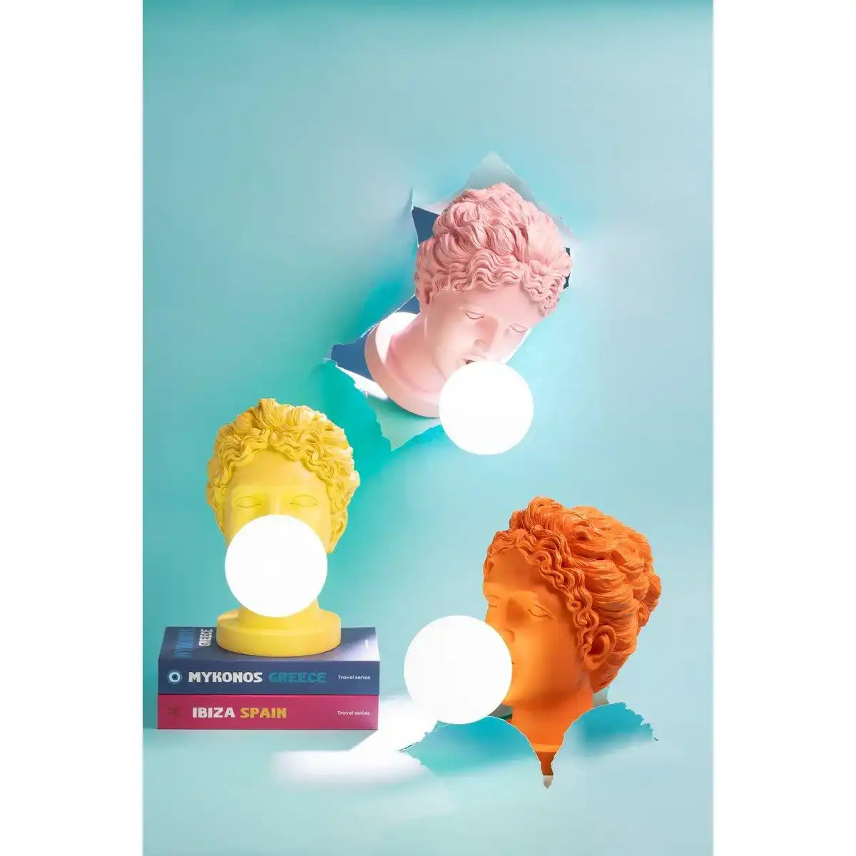 J-Line Tischlampe Lady Head Kunstharz Orange - HomeDesign Knaus