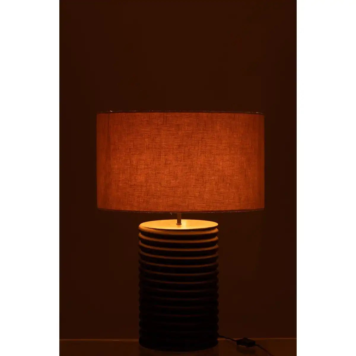J-Line Tischlampe mit Schraubgewinde, breites Ailanthus-Holz, Schwarz/Grau - HomeDesign Knaus