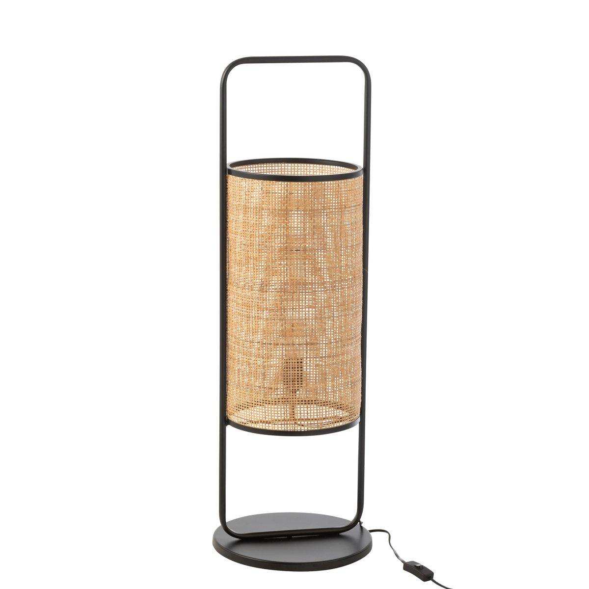J-Line Tischleuchte Elton Metall/Ratan Schwarz/Natur Groß - HomeDesign Knaus