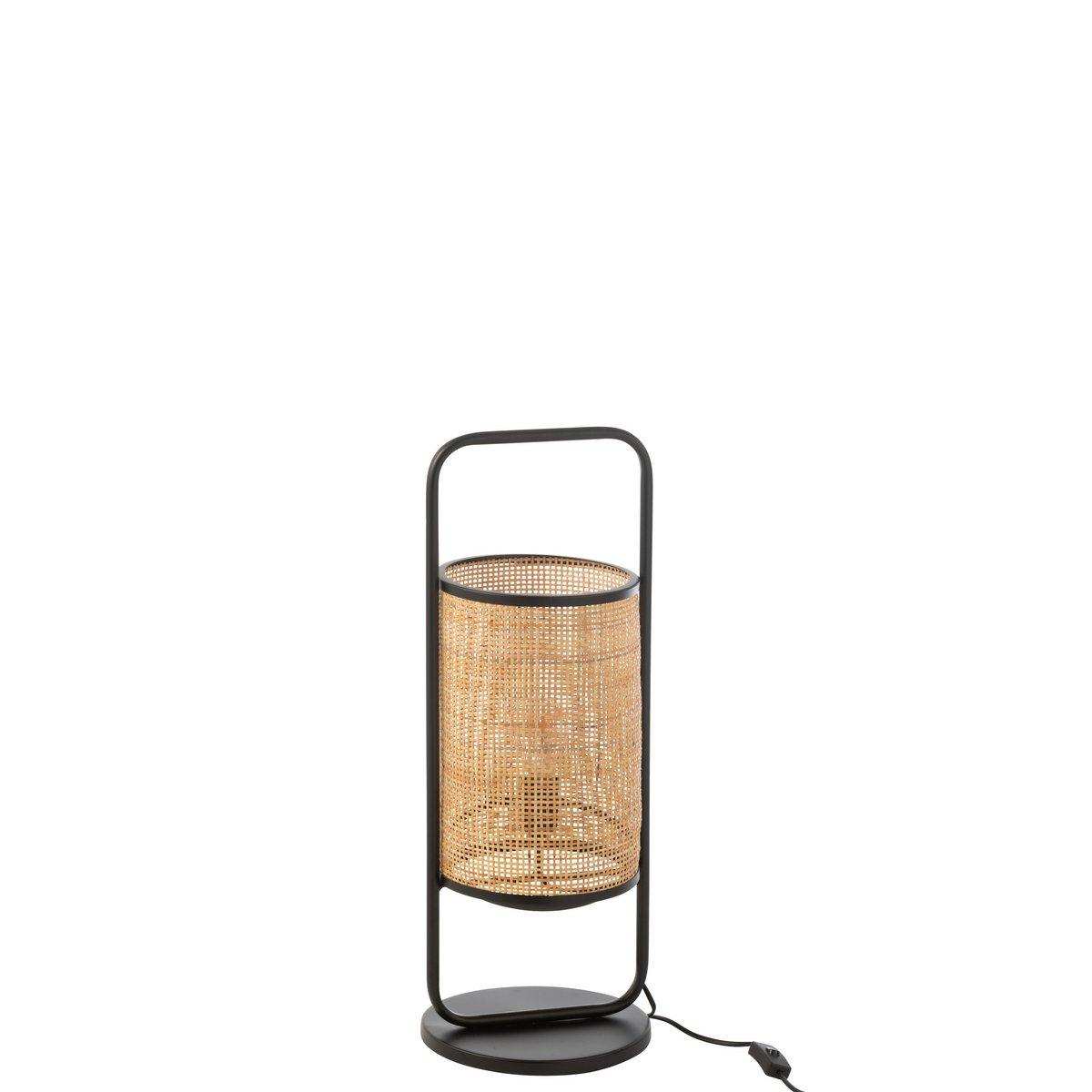 J-Line Tischleuchte Elton Metall/Ratan Schwarz/Natur Klein - HomeDesign Knaus
