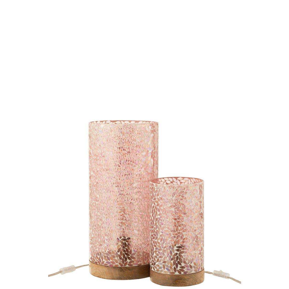 J-Line Tischleuchte Mosaik - Glas - Rosa - groß - HomeDesign Knaus