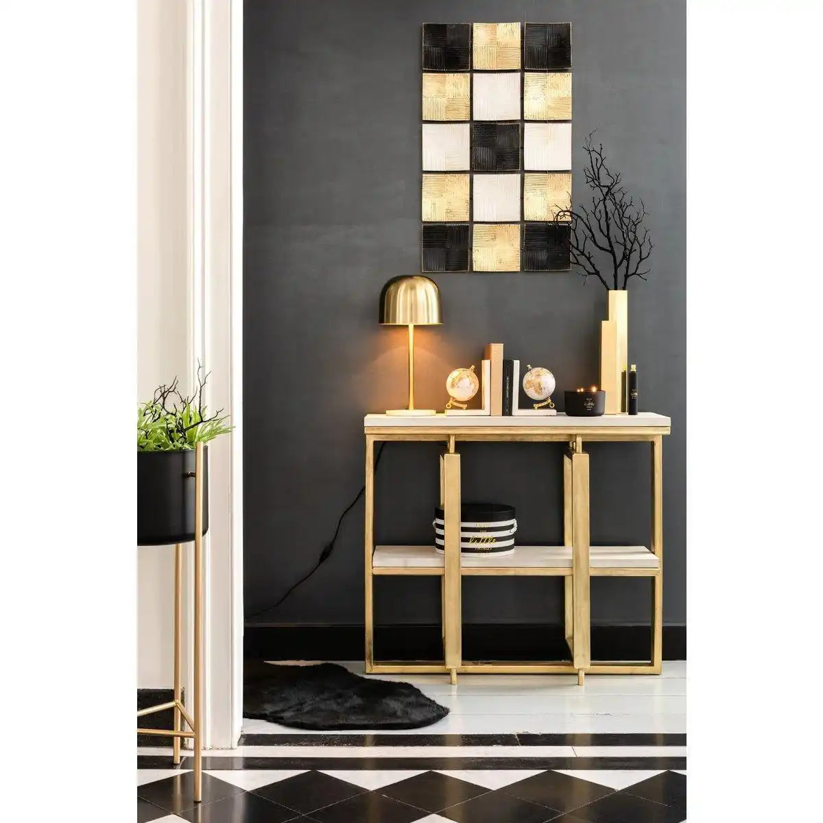 J-Line Tischleuchte Queen – Metall/Marmor – Gold - HomeDesign Knaus