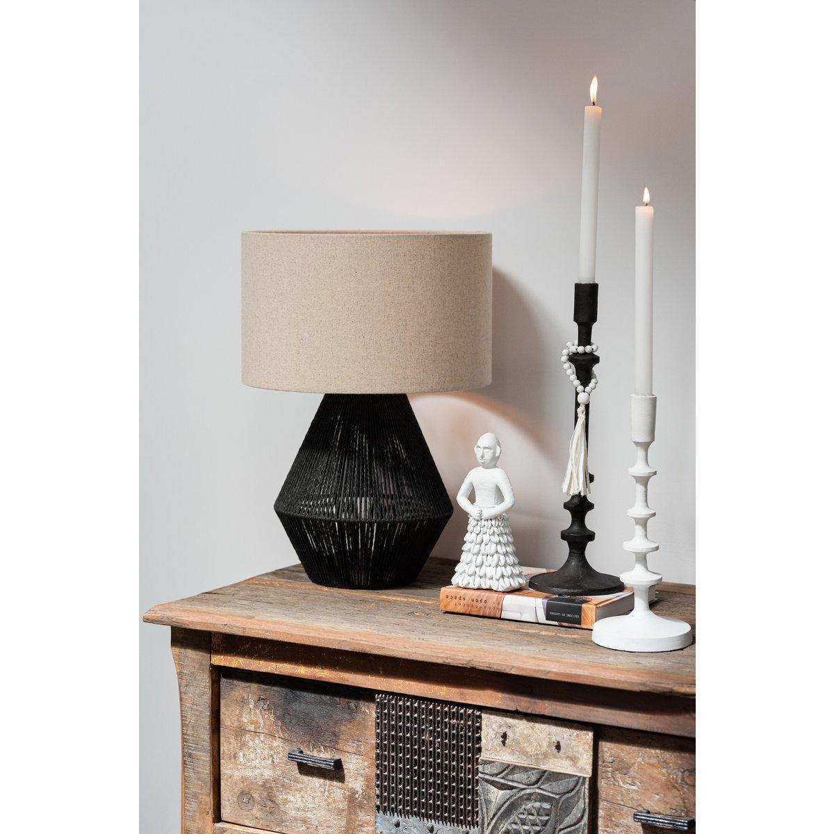 J-Line Tischleuchte String - Jute - Schwarz - HomeDesign Knaus