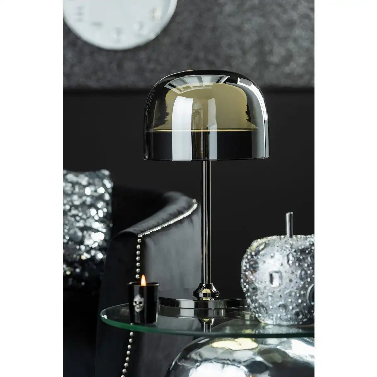 J-Line Tischleuchte Topja - Glas/Metall - Silber - HomeDesign Knaus