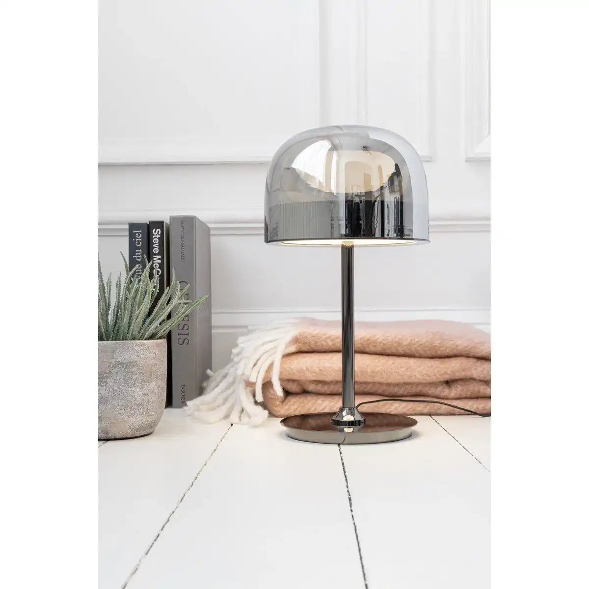J-Line Tischleuchte Topja - Glas/Metall - Silber - HomeDesign Knaus