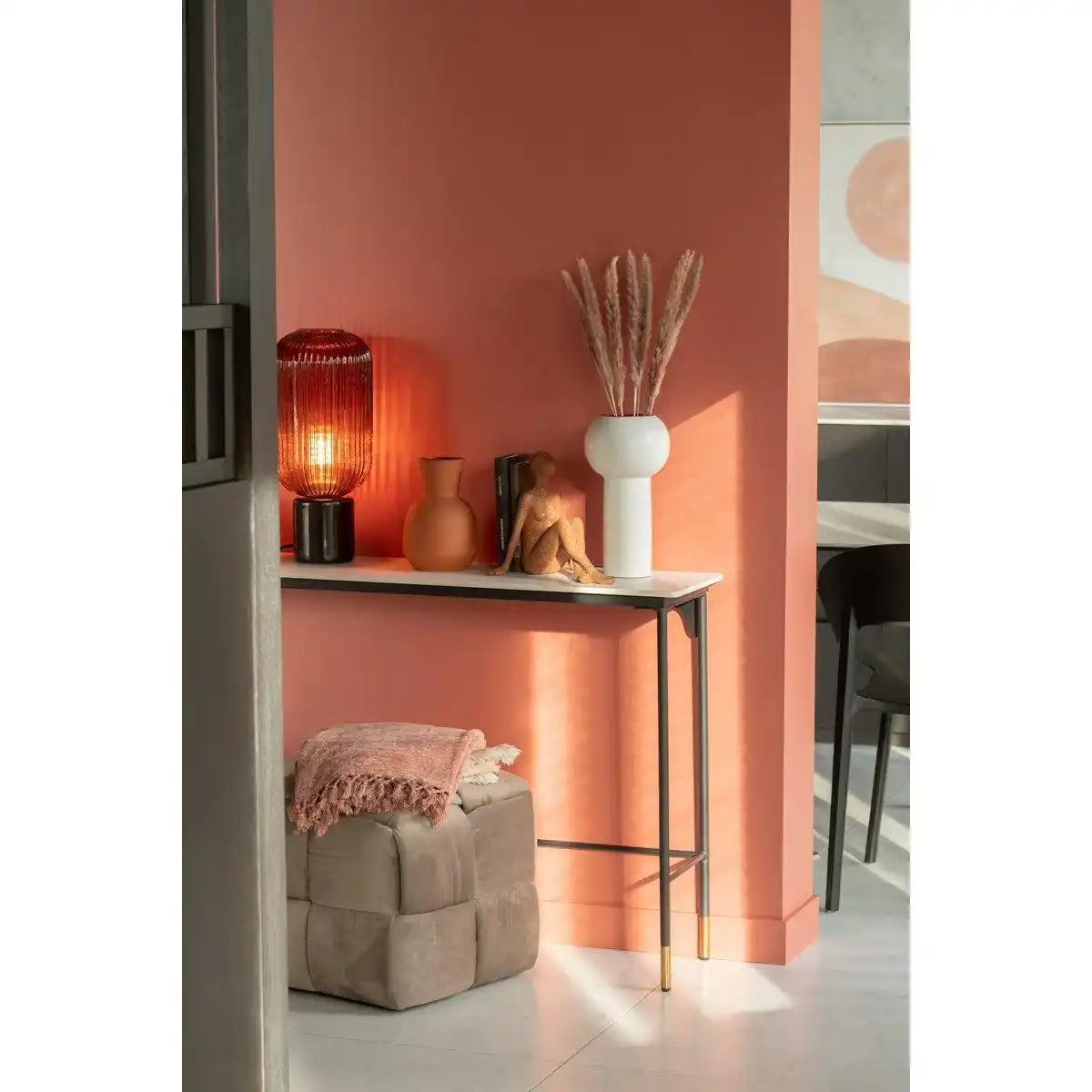 J-Line Tischleuchte Yufo Lang - Glas/Marmor - Rot/Zwart - HomeDesign Knaus