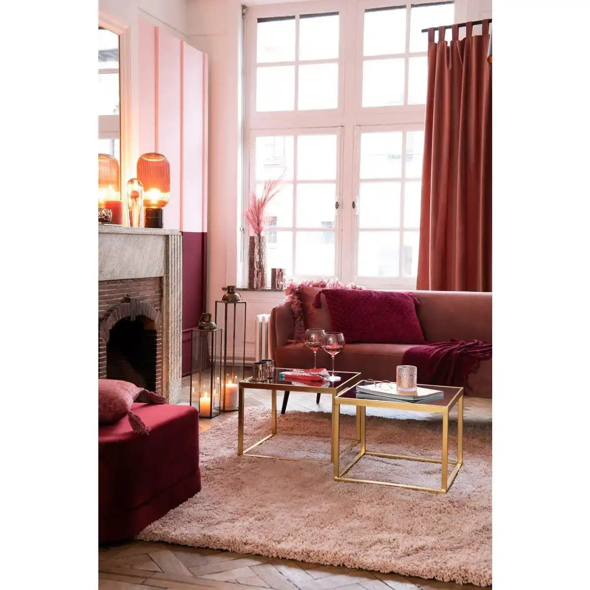 J-Line Tischleuchte Yufo Lang - Glas/Marmor - Rot/Zwart - HomeDesign Knaus